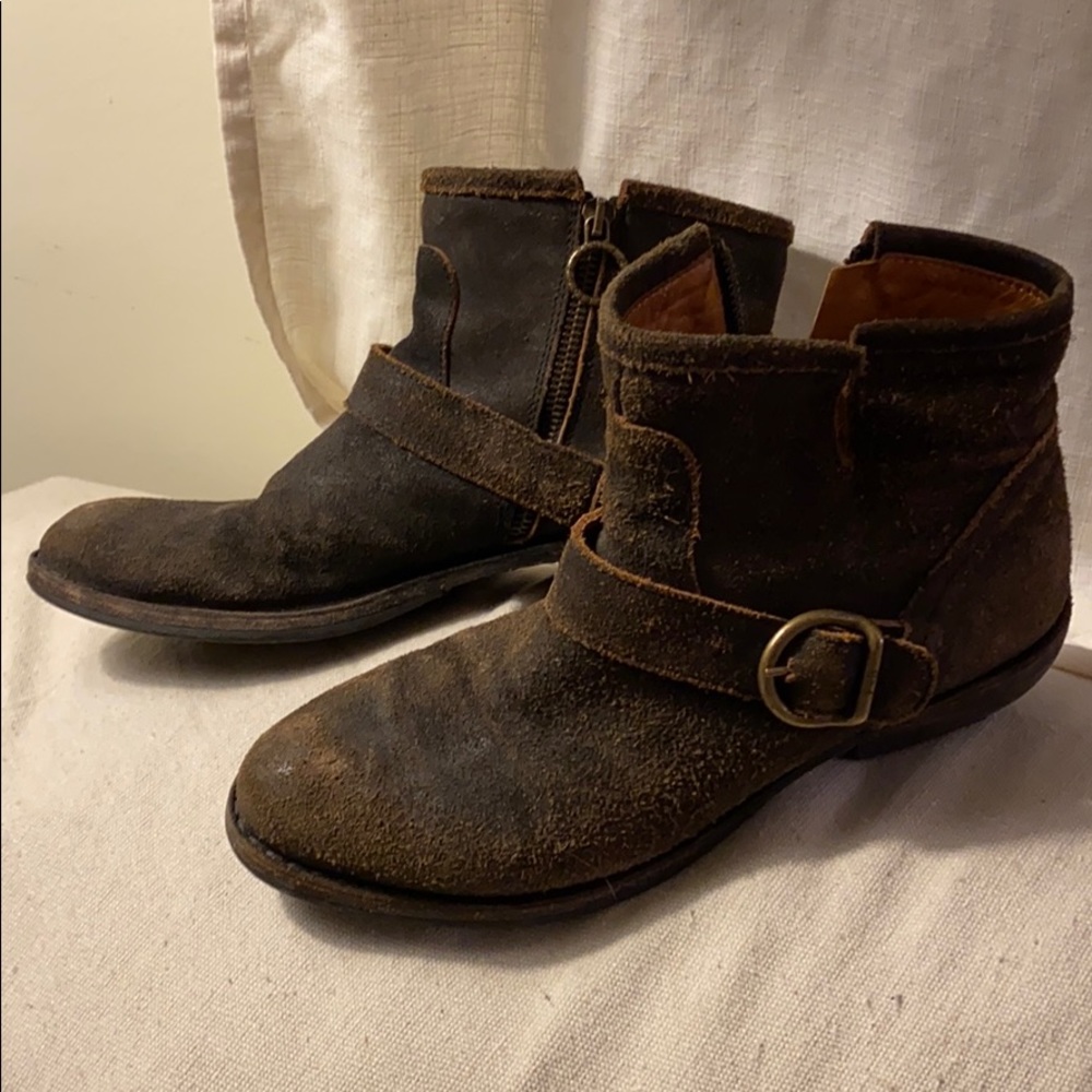 Fiorentini + Baker Brown Suede Ankle Boots with Buckle